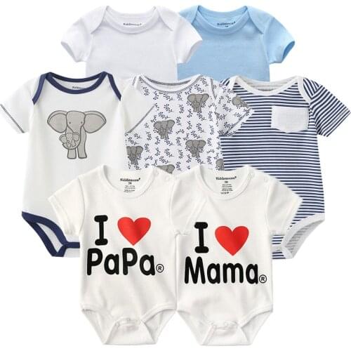 7PCS Summer Baby Boy Girl Bodysuits Newborn Clothes Cartoon Cotton Pajamas Short Sleeve 0-12M Infant Jumpsuit ropa bebe