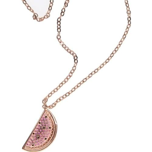 2020 Summer Watermelon Delicious Fruit Necklace Mix Color Cubic Zirconia Rose Gold Delicate Cute Lovely Girl Ladies Jewelry Gift