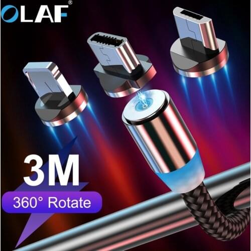 Olaf 2m Magnetic Micro USB Cable For iPhone Samsung Android Mobile Phone Fast Charging USB Type C Cable Magnet Charger Wire Cord