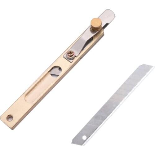MIUSIE Multifunctional Brass Leather Positioning Cutting Knife Cutter Copper Trimming Knife DIY Leather Craft Tool