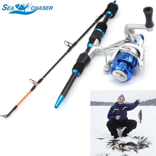 Winter On ice fishing rod 65cm 75g Superhard carbon rod and Spinning Reel set Winter Travel fishing tools