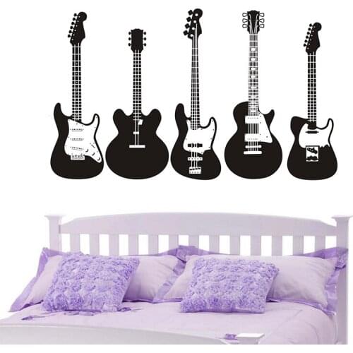 POOMOO Wall Decor Wall Vinyl Sticker Bedroom Decal Rock Electric Guitar 56x93cm