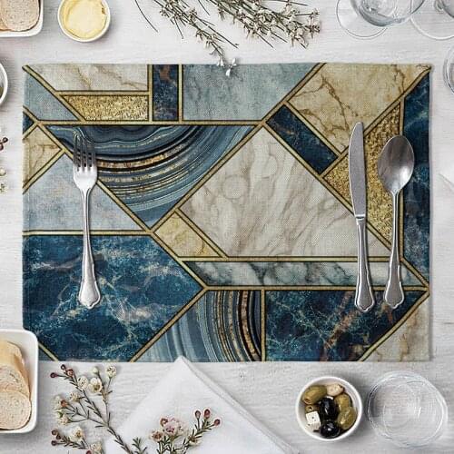 40*30cm Geometric Marble Printed Placemat Dining Table Mat Coaster Pads Dish Cup Mats Home Decor Kitchen Accessories