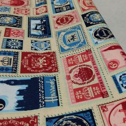 ViaPhil Brand New 100% Cotton Various Postage Stamp Fabric Sewing Home Cloth Dress Textile Tissue Patchwork 50x70cm