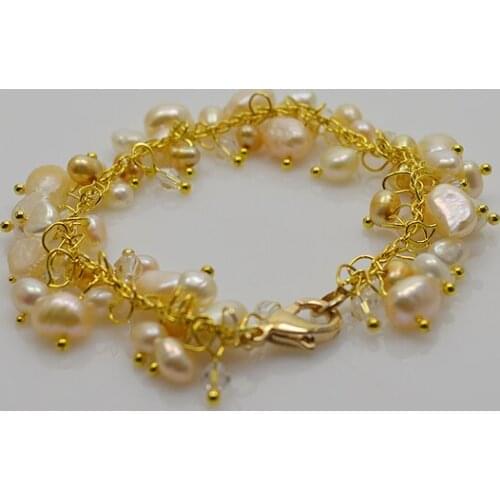 New Style Baroque Pearl Bracelet Mixes Color Genuine Freshwater Pearls Bracelet Handmade Fine Jewellery Perfect Women Gift