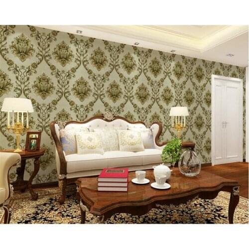 Beibehang Living room TV background wall paper European 3D embossed Damascus pvc wallpaper home improvement bedroom wallpaper