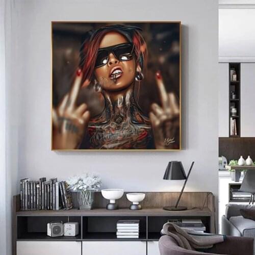 Sexy Smoking Woman Canvas Painting Posters Tattoo Girl Wall Art Prints Pictures Modern Aisle for Room Bedroom Home Decoration