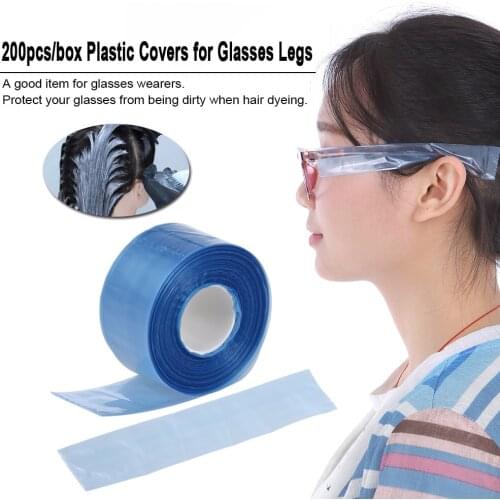 200pcs/box Plastic Disposable Covers for Glasses Legs Slender Bag Salon Hair Dyeing Coloring Protector DIY Hair Styling Tool
