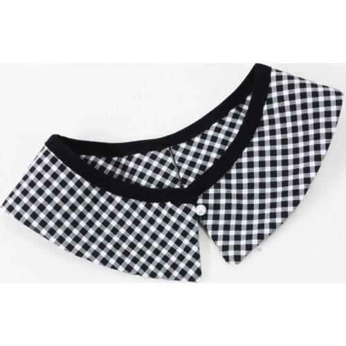 Plaid Fake Collars for Women Doll Lapel Detachable Collar Sweater Blouse Tops Neck Shawl Wrap Female Faux False Collars