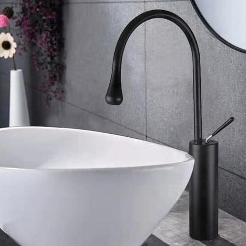 Origin direct selling all the copper basin faucet water droplets rotating stage basin bibcock of cold hot lavabo black