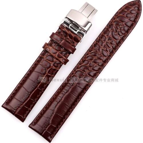 Watchband , Alligator Crocodile Grain Leather Watch Band Wristwatch Strap Black Brown 18mm 19mm 20mm 21mm 22mm New bands