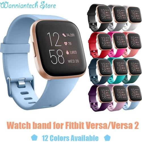 Strap For Fitbit Versa/Versa 2 Band Soft Silicone Wrist Adjustable Waterproof Wristband Strap Bracelet for Fitbit Versa 2 Band