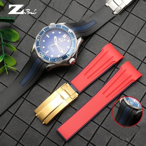 Waterproof Rubber Silicone Watchband Fit For Rolex-Watch Mens 20mm 22mm folding buckle watch accessories for Omega-Watch