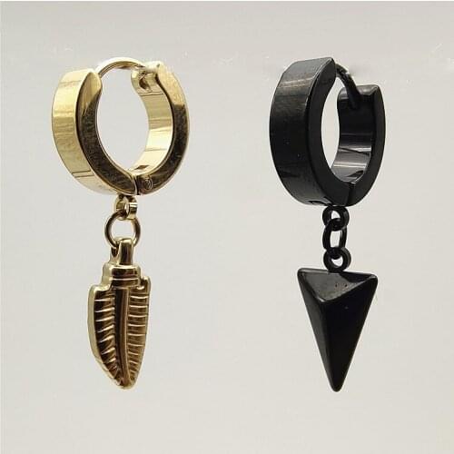 Hiphop Rock Stainless Steel Feather Spike Piercing Earring Pierced Spring Clip On Stud Earring Men Women Jewelry Gifts