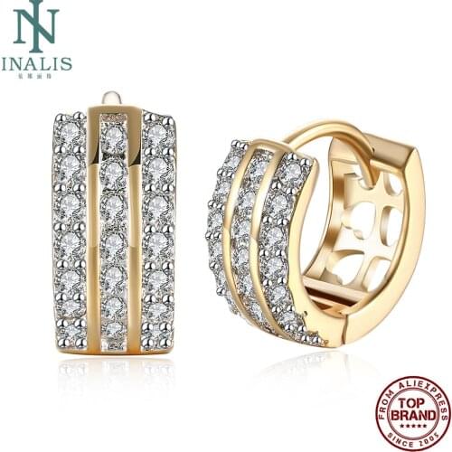 INALIS Stud Earrings For Women Inlaid Three-row 5A+ Cubic Zirconia Romantic Copper Earring New Arrival Fashion Jewelry Hot Sale