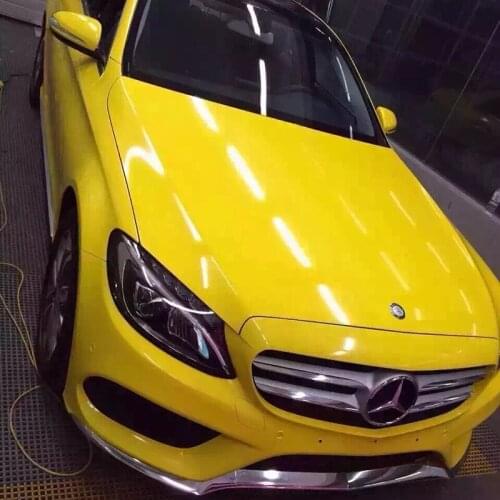 TSAUTOP 1.52x18m air free bubbles Super Glossy Film Lemon Yellow whole car wrap protection film