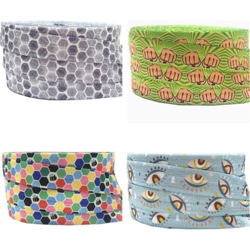 Beehive Eye Aztec Print Fold Over Elastic FOE Ribbon For DIY Headwear Party Gift Packing Sewing Home Decoration Accessories 10Y