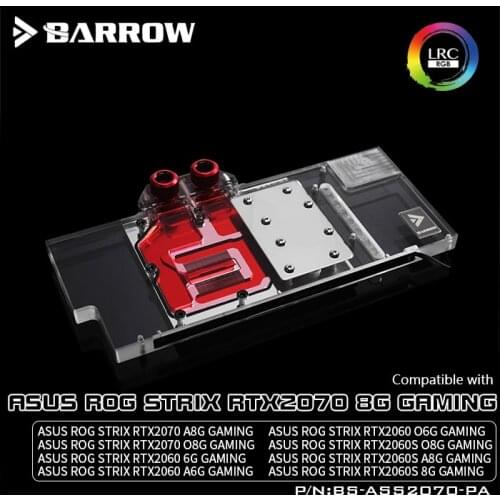BARROW Water Block use for ASUS ROG STRIX RTX2070 8G GAMING / A8G / O8G GAMING / Support Original Backplate 5V 3PIN Header RGB