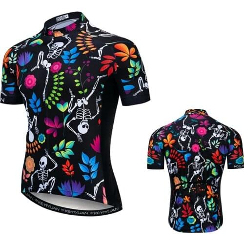 Weimostar Colorful Skull Mens Cycling Jersey Top Summer MTB Bike Jersey Anti-sweat Bicycle Jerseys Riding Sports Cycling Shirt