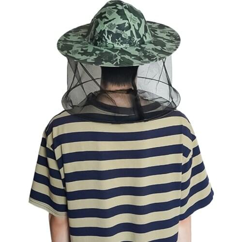 10 pcs Bee Keeping Protective Bee Hat Anti bee Two-Layer Head Top Camouflage Hat-Veil Combo Bee Hat Bug Mesh Mask Beekeeping