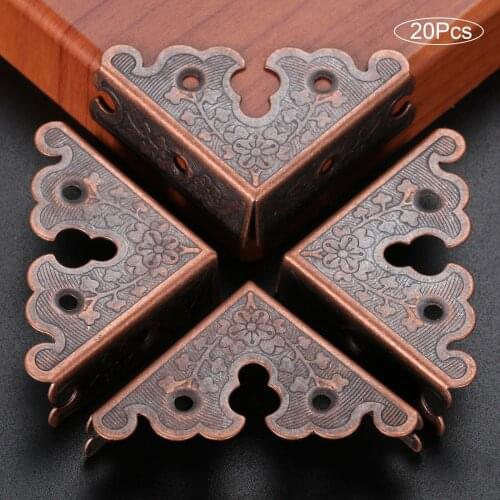 20pcs Jewelry Wooden Box Corner Decorative Protectors Antique Triangle Corner Cover Furniture Protector Decor 34mm With Nails