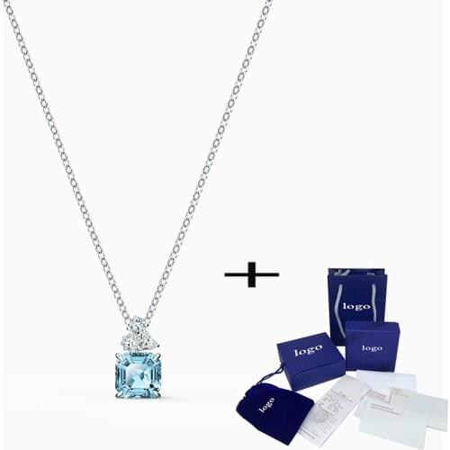 2020 High Quality New Light Sea Blue Sparkling Necklace For Girlfriend Fashion Classic Exquisite Romantic Birthday Gift