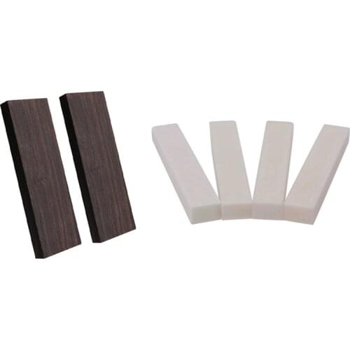 4Pcs Bone Material DIY Unslotted Nut with 2Pcs Black Ebony Lumber Wood Timber Handle Plate