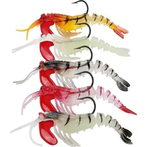 5pcs Multi-section Jumping Shrimp Bait Set Luminous Bionic Shrimp Carp Bait Black Fish Fishing Soft Bait