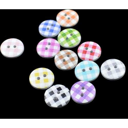 50PCS 2 Holes White Point Buttons Environmental Colorful Cute Printed Portable DIY Cartoon Press Studs Snaps Buttons