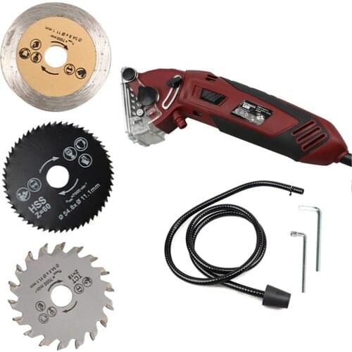 8pcs/kit Mini Circular Saw+Blades+Wrench+Vacuum Tube+Box Metal Multi-Function 400W EU/US/UK 3400rmp Cutting Tools Craft DIY
