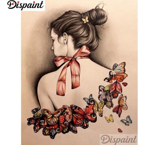 Dispaint Full Square/Round Drill 5D DIY Diamond Painting "Beauty butterfly" Embroidery Cross Stitch 3D Home Decor A11561