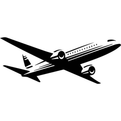 Car Stickers, Stylish and Beautiful Aircraft, Exquisite Car Decoration, Sunscreen and Waterproof Black/white, 16cm * 6cm