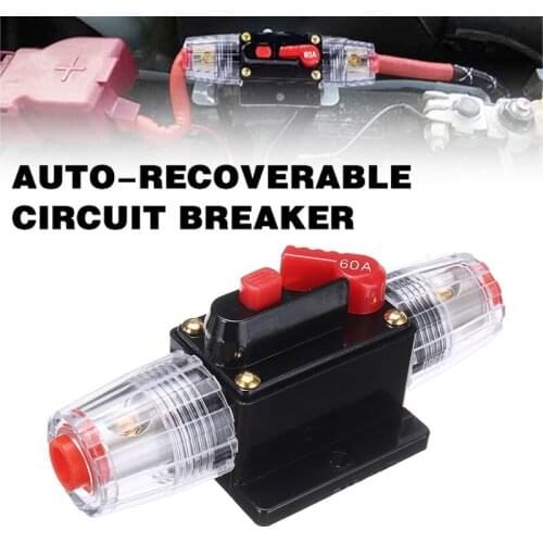 Car Stereo Audio 12V Circuit Breaker Fuse Inline Fits 4 8 Gauge Wire 60 Amp Fuse Car Circuit Breaker