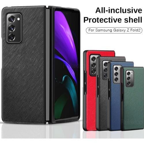 Luxury Leather Case for Samsung Galaxy Z Fold2 5G Case W21 F916 Vintage Pattern For Galaxy Fold 2 F9000 W2020 Protective Cover
