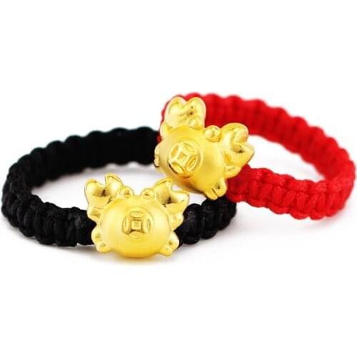 Pure 999 24K Yellow Gold Ring Women Cute Crab Weave Ring P6295