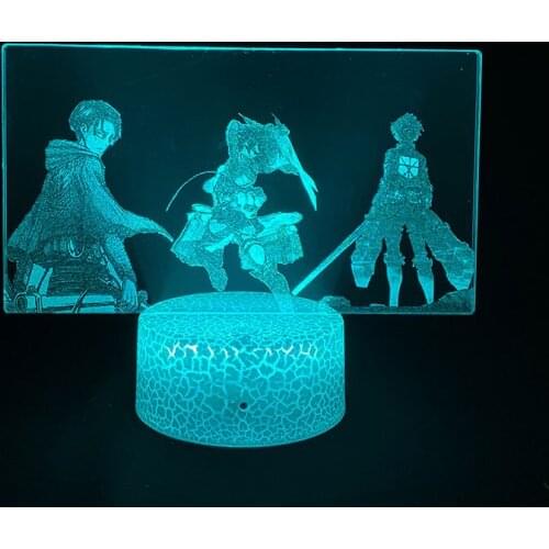 Baby Nightlight LED 3D Illusion Picture Lamp Anime Night Light Attack on Titan Action Figure Home Decor Birthday Cartoon Fans Gi