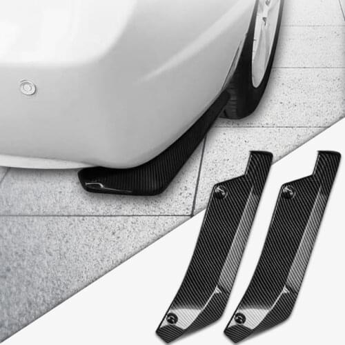 Rear Bumper Diffuser Universal Car Side Fender Skirt Lip Splitter Canard Protector 1 Pair Carbon Fiber/Black (Black) Car Product
