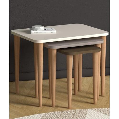 Doga Coffee Table 3-Nesting Coffee Table Letto Triple Nesting Table white-brown- Cappuccino