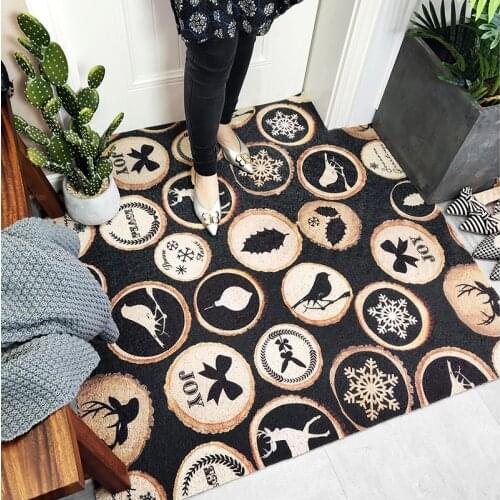 PVC Silk Loop Dust-proof Printed Indoor/Outdoor Mat Shoes Scraper Floor Rug Star Black Bird Thickening Washable Non-slip Rug
