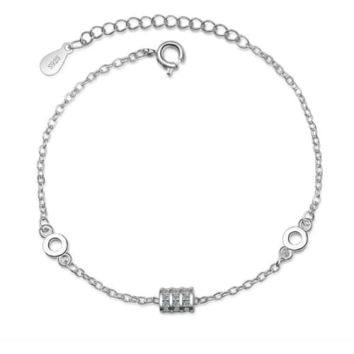 Beautiful New Fashion Fresh Transfer Beads 925 Sterling Silver Jewelry Cylindrical Personality Crystal Round Bracelets SB142