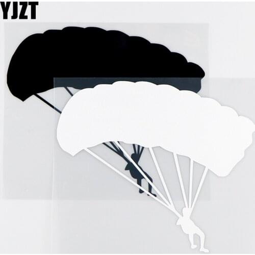 YJZT 15X13CM Creative Car Stickers Parachute Skydiving Car Window Art Decor Vinyl Decals Black / Silver 10A-0279