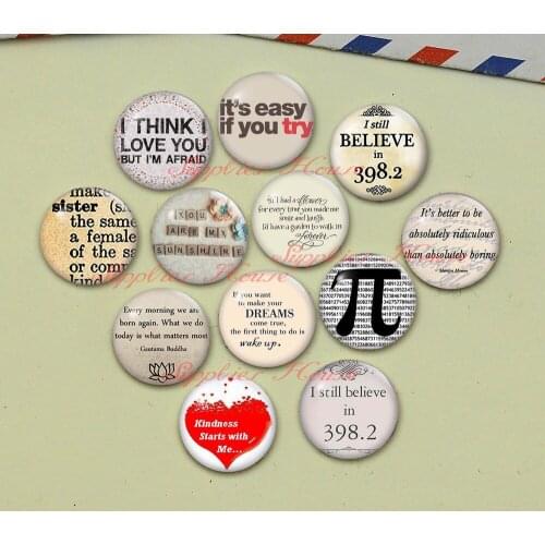 Handmade Round Letter photo glass Cabochons, Jewelry Finding Cameo Pendant Settings, (F0207-10549)