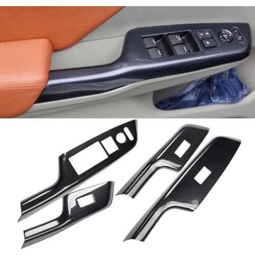 4 Pcs Door Window Lift Switch Panel Cover Trim Moulding ABS Carbon Fiber Black fit for HONDA Civic 9th 2012 2013 2014 2015