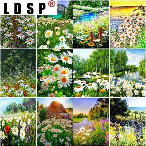 LDSP Home Decor 5D Diamond Painting Diamond Embroidery Daisy Full Square Beautiful Flower Mosaic Rhinestones Pictures Living