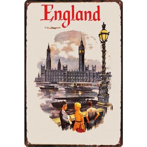 Summer Beach Metal Retro Iron Sheet Signboard Travel City Metal Plaque Wall Bar Cafe Metal Plate Wall Sticker Home Decor Crafts