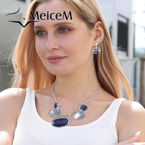 MeiceM 2021 Hot Fashion Geometric Round Choker Necklace for Women Charming Chain Necklaces On The Neck Girls Christmas Gifts