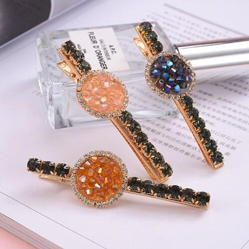 New Disc rhinestone hairpin female temperament Liu seaside clip Korean hairpin adult simple duckbill clip hair accessories
