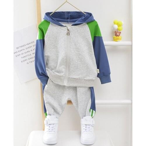 New Spring Baby Casual Boys Girls patchwork Hoodies Jacket Pants 2Pcs/Set Kids Fashion Suit Infant Clothing Toddler Tracksuits