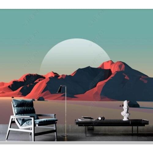 Papel de parede Sun landscape landscape art painting 3d wallpaper mural,living room tv sofa wall bedroom wall papers home decor