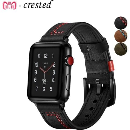 Leather strap for Apple watch band 44mm 40mm 42mm/38mm Genuine Leather watchband correas belt bracelet iWatch series 5 4 3 se 6